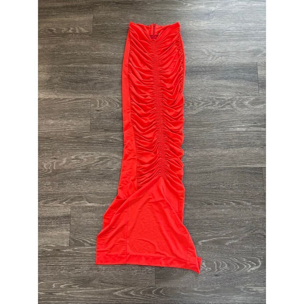 🐿️ NWOT Miscreants London x Revolve Red Ruched Fitted Maxi Skirt US 2 / UK 6